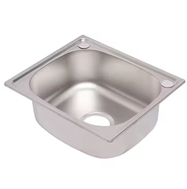 

Customizable Single Bowl Kitchen Sink Rectangular Brushed Stainless Steel with Two Holes & Stretching Spray Basin