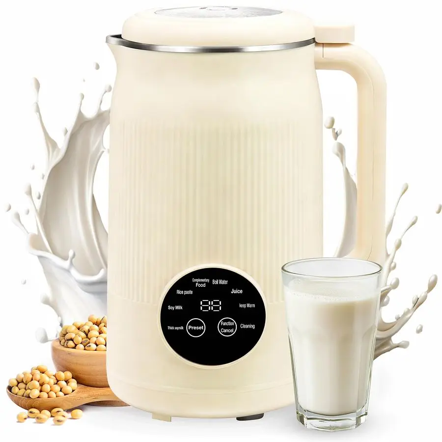 en 1 máquina para hacer leche de nueces, máquina para hacer leche de soja 40oz almendra casera, avena, coco, bebidas sin lácteos a base de plantas, automática S