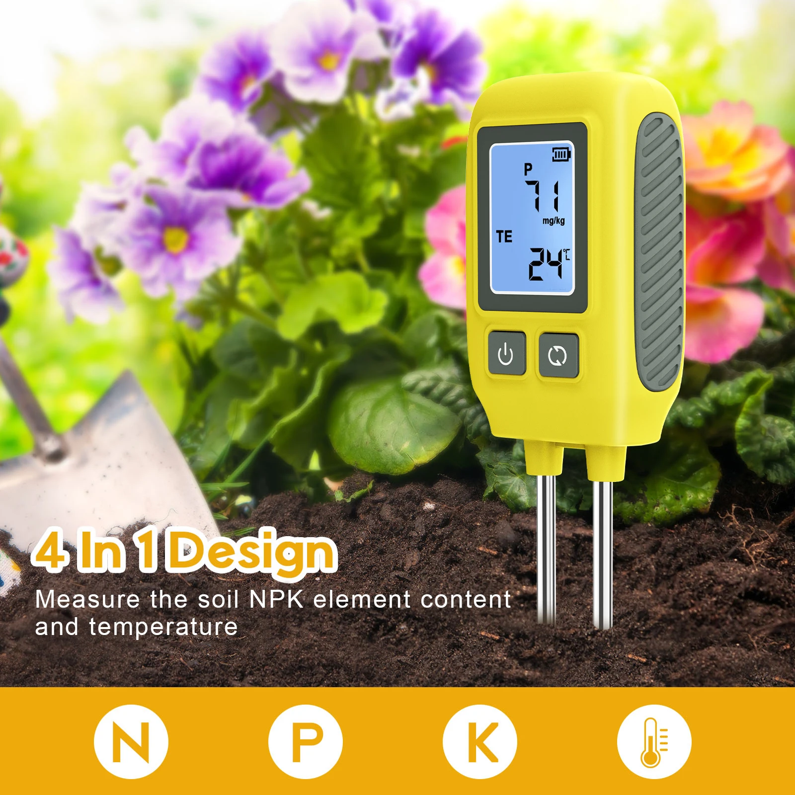 Tester del sensore del terreno Npk per piante da giardino, analizzatore del terreno per Npk, dispositivo del terreno npk