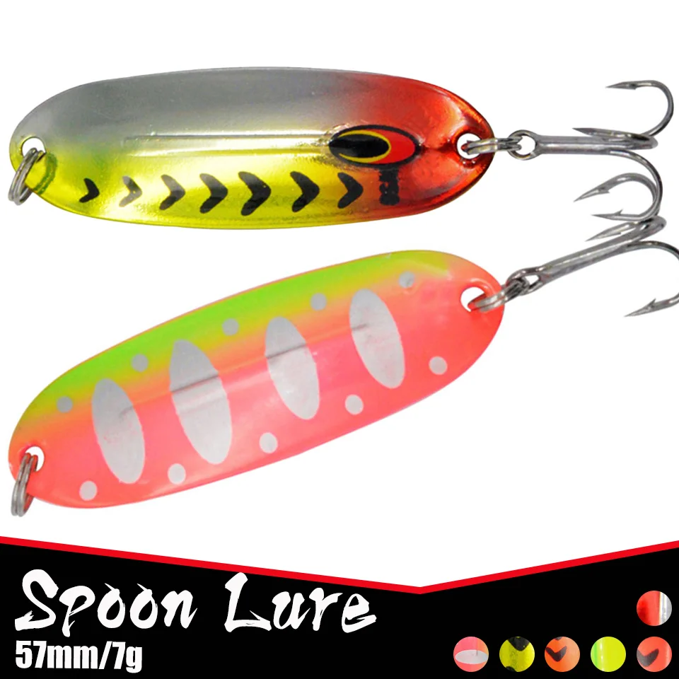 1PC 57MM 7G Artificial Spoon Fishing Lure Noise Sequins Spinner Hard Baits  Jigging Treble Hook Metal Swimbait Fishing Bass Carp