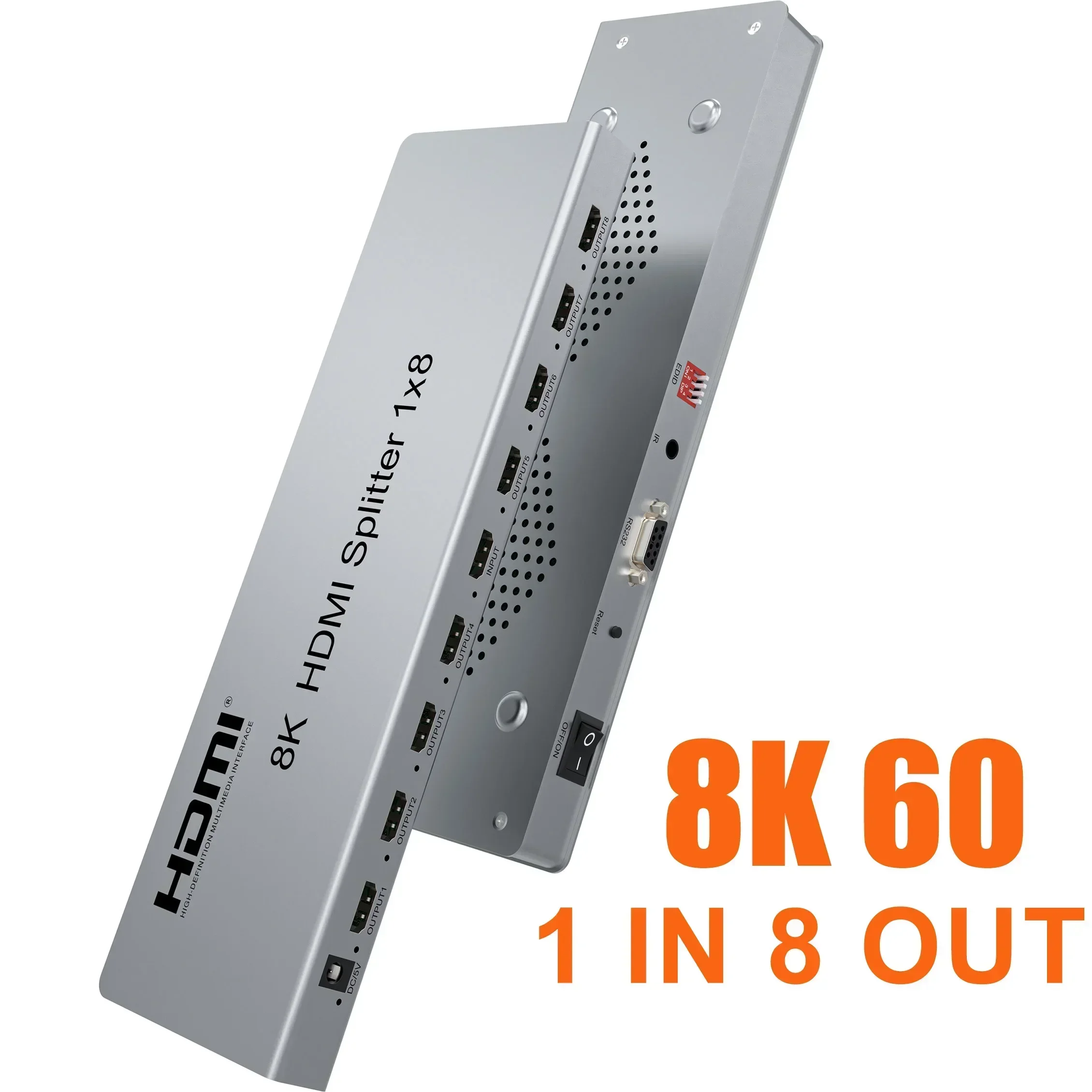 

8K 60Hz HDMI Splitter 1 in 8 Out 1x8 HDMI Splitter Audio Video Distributor Converter 3D for PS4 Camera Laptop PC To TV Monitor