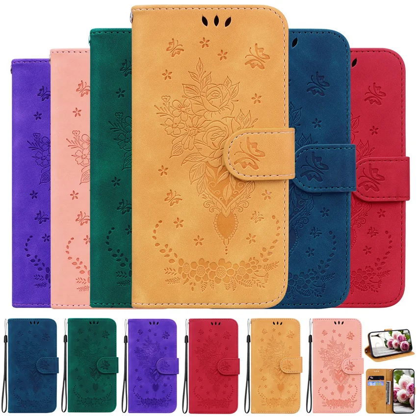 Case For Samsung Galaxy A30 A30S A31 A32 A33 A40 A41 A42 A50 A51 A52 A52S A53 A70 A71 A72 A73 5G A8 A7 Butterfly Rose Book Cover