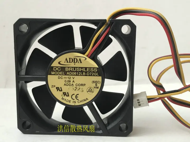 

ADDA AD0612LB-D72GL DC 12V 0.09A 60x60x15mm 3-Wire Server Cooling Fan