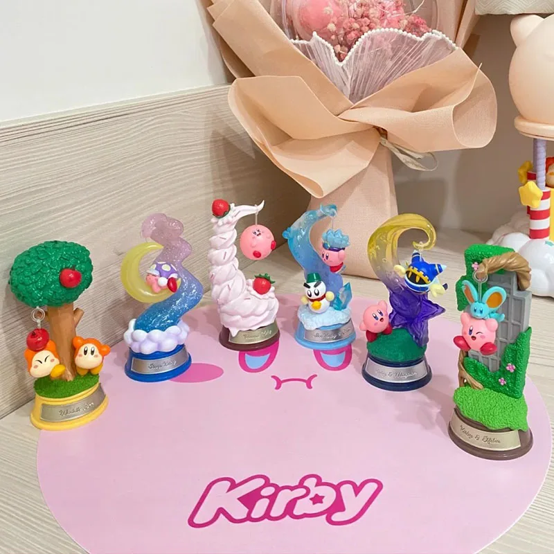 Rement Kirby Dream Land Series Swinging in Dreams Miniature Set 2 Space Figure Cute Kawaii Desktop Display Model For Collectors