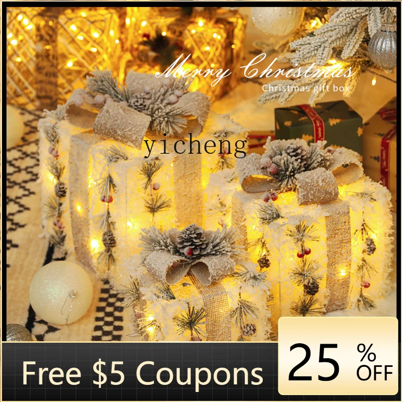 

B1 Christmas decoration luminous gift box ornament stack head shop window scene arrangement