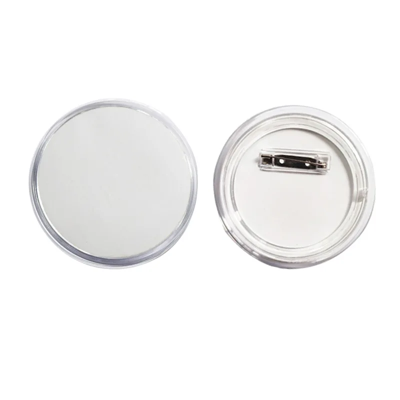 10pcs Brooch Sublimation DIY White Blank PET Circle Shaped Transparent Name Tag