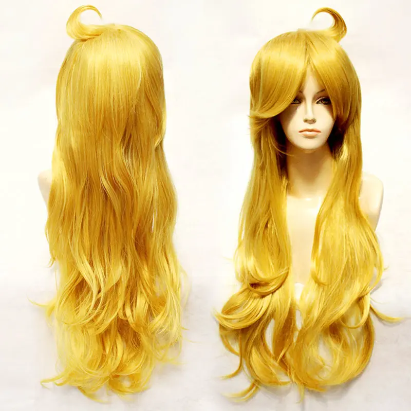 Long Full Curly Wavy Hair  Golden Yellow Party Costume Wig