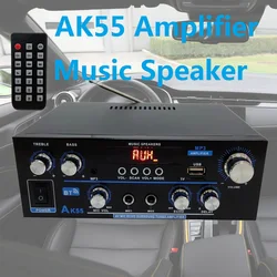 AK55 Car Amplifier 900W Max 2.0 Channel Rated 70W+70W Bluetooth Audio Hifi AMP Karaoke Music Player Support 110V 220V 12V