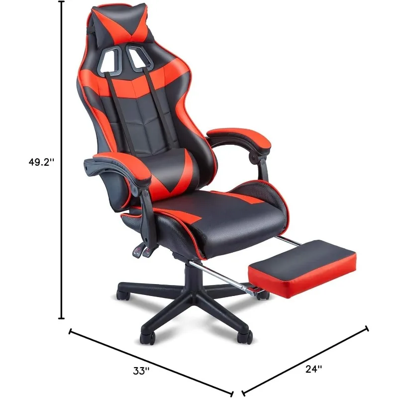 Rote Gaming-Stühle mit Fußstütze, Racing-Gaming-Stuhl, Computer-Gamer-Stuhl, ergonomischer Game-Stuhl