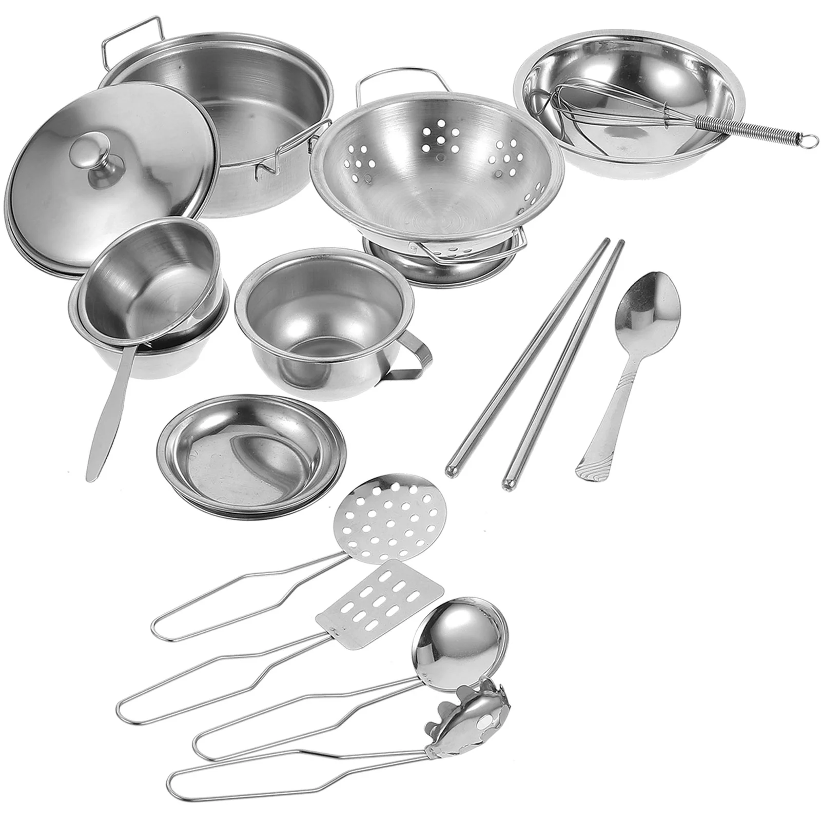 1 conjunto crianças brinquedo de cozinha utensílios de cozinha de aço inoxidável e talheres para crianças cozinha fingir brinquedo