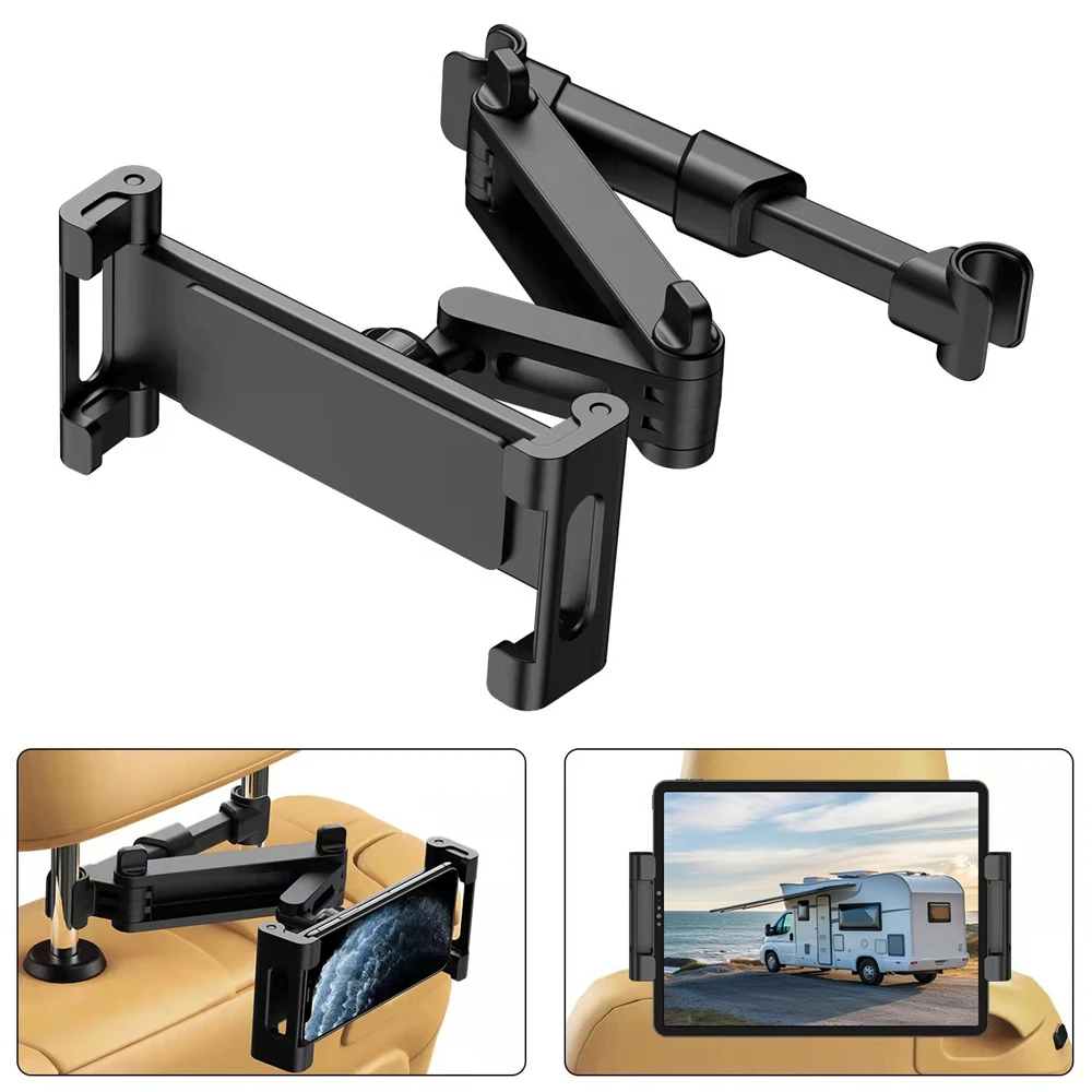 1 Satz Auto-Tablet-Ständer, Auto-Rückkissen, Handy-Tablet-Ständer, hinterer Stuhl, dehnbar, verstellbar, Handy-Ständer, Schwarz