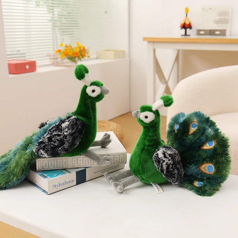 

Милая плюшевая игрушка-павлин с расправленным хвостом, красивая кукла-павлин, благородный креативный декор для дома, подарок на день рождения