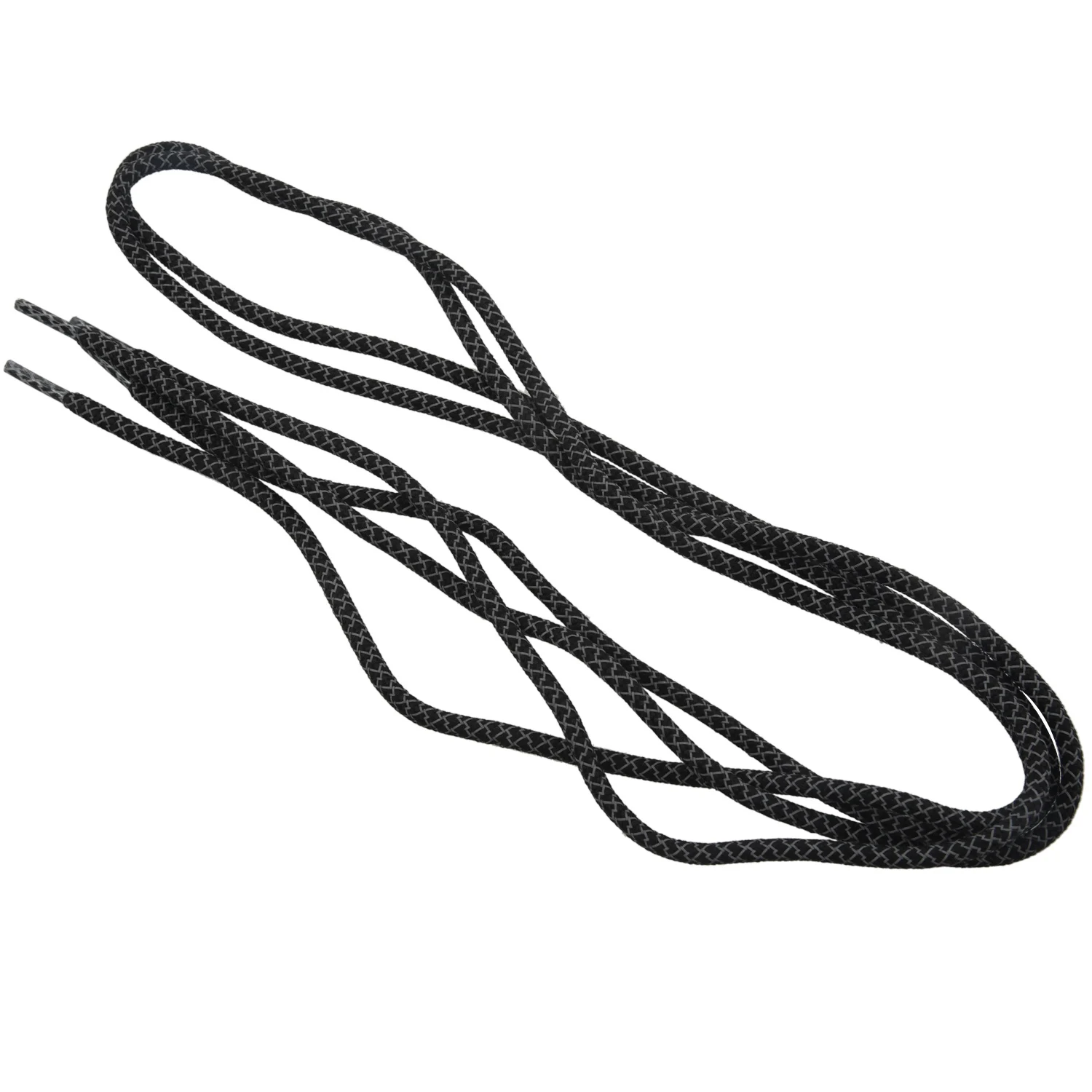 เชือกผูกด้านล่างเป็นลูกไม้เพื่อความปลอดภัยขนาด120ซม. เชือกผูกรองเท้าแถบผ้าสะท้อนแสงสี: ดำ