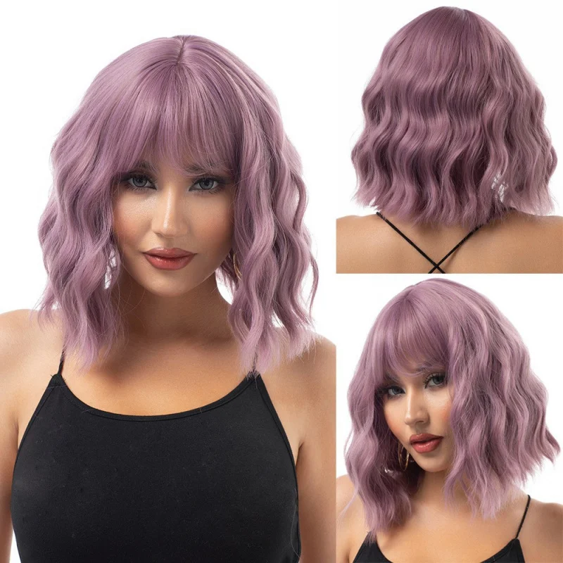 30.48 سنتيمتر قصير مجعد بوب قص شعر مستعار مع الانفجارات، شعر مستعار زي مقاوم للحرارة