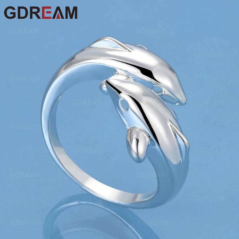 

GDREAM 925 Sterling Silver Dolphin Ring With Adjustable Opening For Women - Simple, Luxurious, And High-End Jewelry