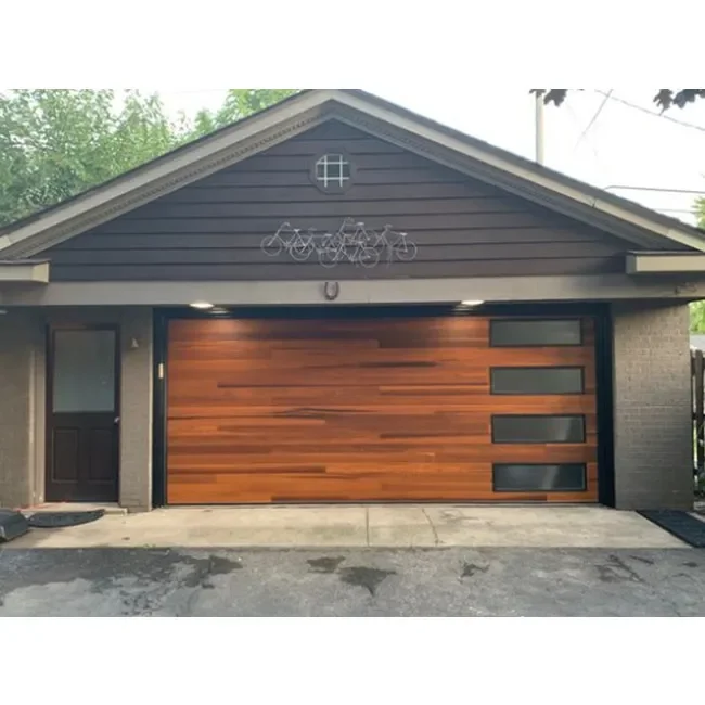 EdgyDoor Customizable Sectional Garage Door (Windowed, Wood Grain) | Anti-Pry, High Security Suitable for Home & Warehouse