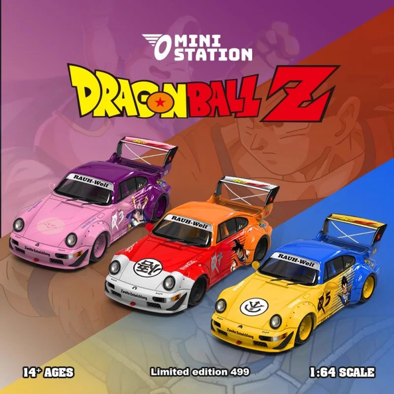 

Dragon Ball Co-Branded Porsche Rwb964 Rwb993 Model Toy Anime Figure Son Goku Car 1: 64 Simulation Alloy Car Set Gift Acrylic Box