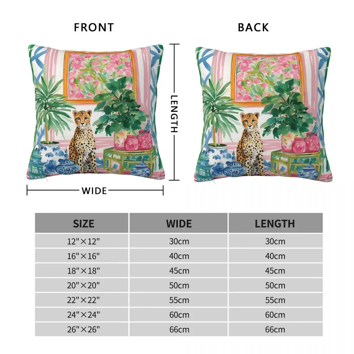 Cheetah And Budgie Chinoiserie Square Pillowcase Polyester Linen Velvet Creative Zip Decorative Home Cushion Case 18