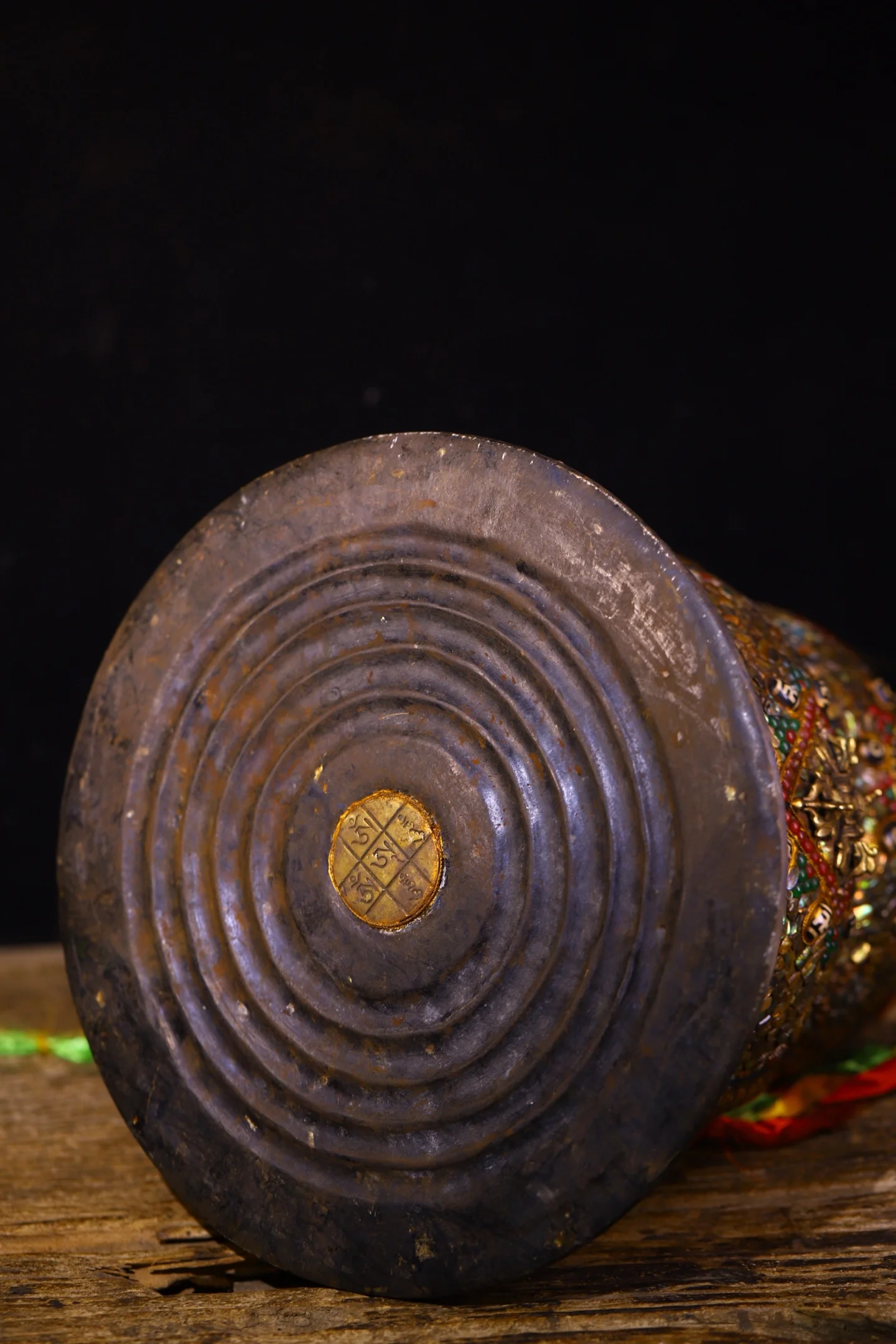 

20"Tibetan Temple Collection Old Natural Meteorite Mosaic Gem gZi Beads Shell Shakyamuni Buddha Pagoda Stupa Worship Hall