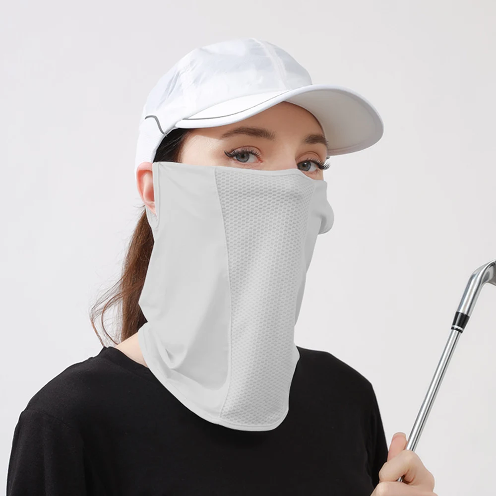 Traspirante asciugatura rapida maglia di seta del ghiaccio protezione solare orecchio appeso sciarpa per il viso copertura avvolgente per il collo all'aperto donna uomo protezione UV maschera per il viso