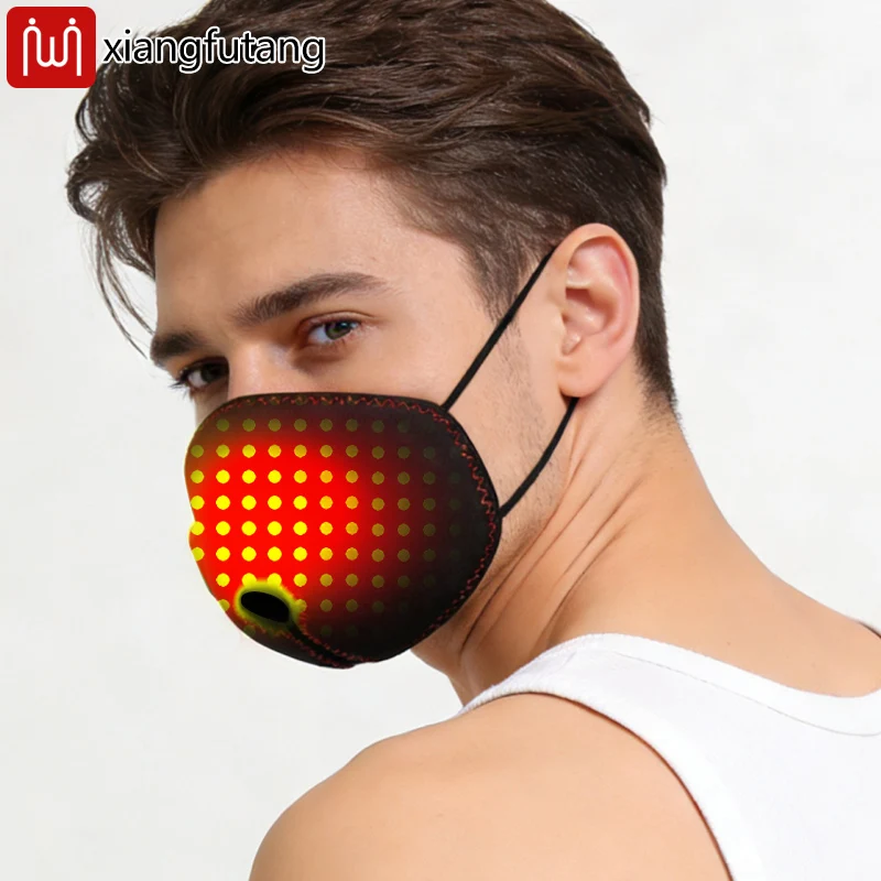

Battery Powered Red Light Heating Face Mask Windproof Relieve Seasonal Rhinitis Allergies Face Warmth for Cycling Portable
