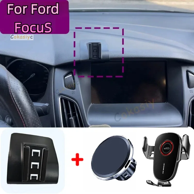 Para Ford Focus MK3 2012 2013 2014 2015 2016 soporte magnético para teléfono de coche soporte magnético Base de soporte para teléfono de carga inalámbrica