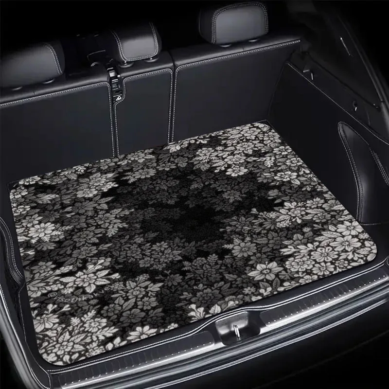 

Universal Car Trunk Mat Floral Swirl Pattern Non-Slip Waterproof Boot Liner Protector for SUV Auto Artistic Decor Accessories