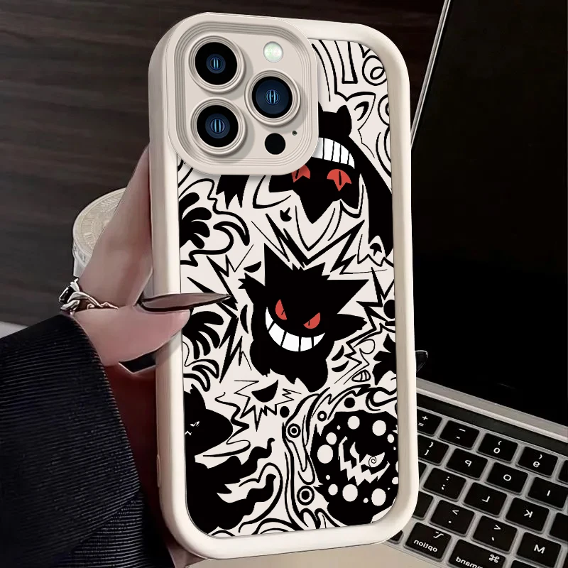 Pokemon Gengar Liquid Silicone Case for iPhone 15 14 13 12 11 Pro Max XS X XR 8 7 6S 6 Plus SE 2020 Shockproof Back Cover Funda image 3