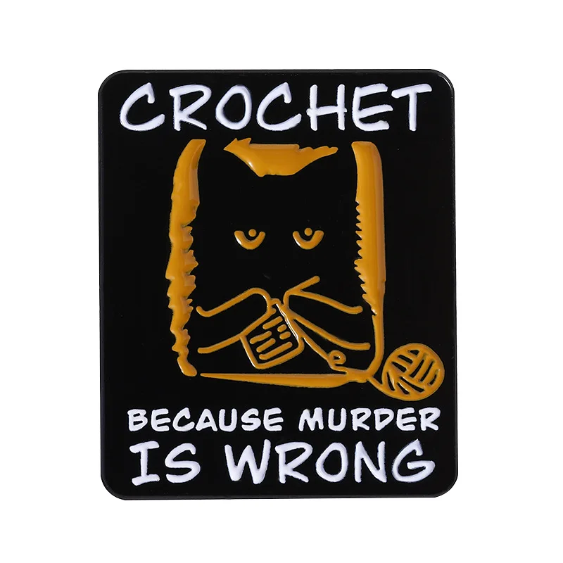 Creative English Alphabet Geometry Black Cat Quotes Brooch Weaving Black Cat Metal Alloy Badge Accessories Backpack Accessories