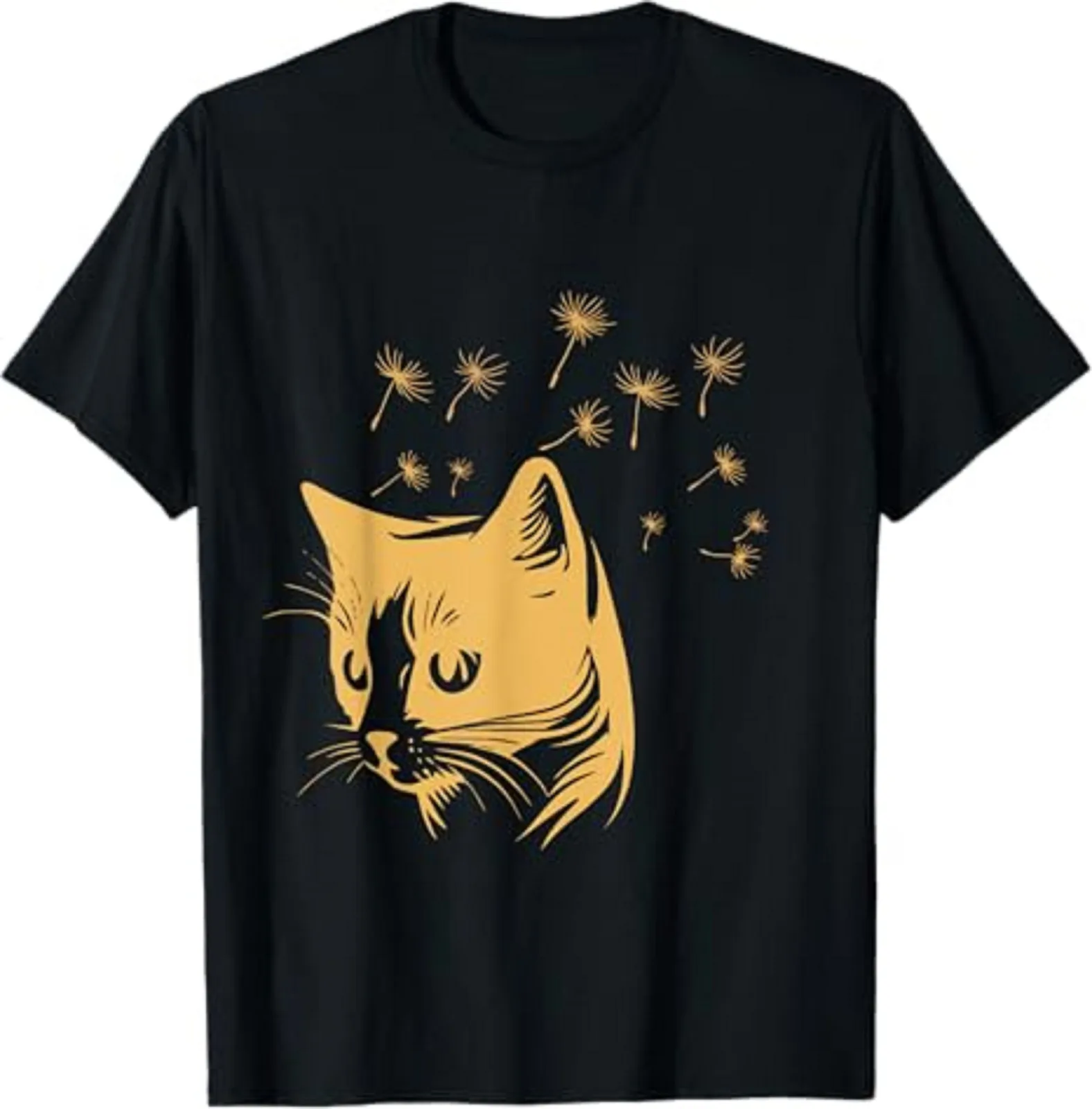 Cat Dandelion Flower Cat Lovers Unisex T-Shirt Size S-5XL