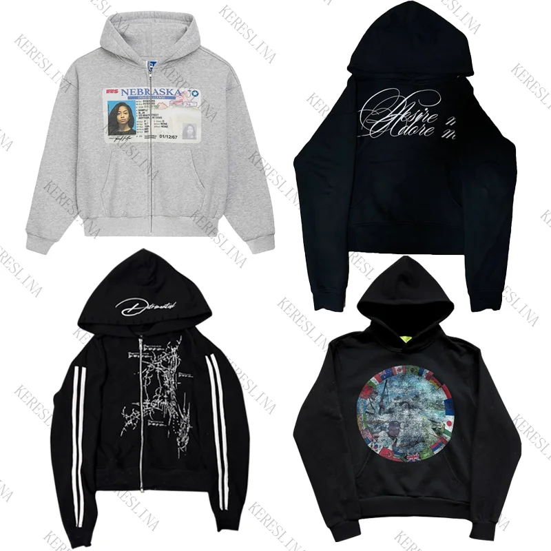 

Женская толстовка-куртка в стиле хардкор-хип-хоп, свободного кроя, с капюшоном, в американском ретро-стиле, с геометрическим принтом, в стиле панк, повседневная, эмо.