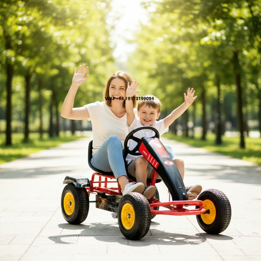 Exclusive Mold Steel Frame Rubber Tires Double Seat Kart Disc Brake 20km/h Max Speed for Resorts Parks Tandem Pedal Go Kart