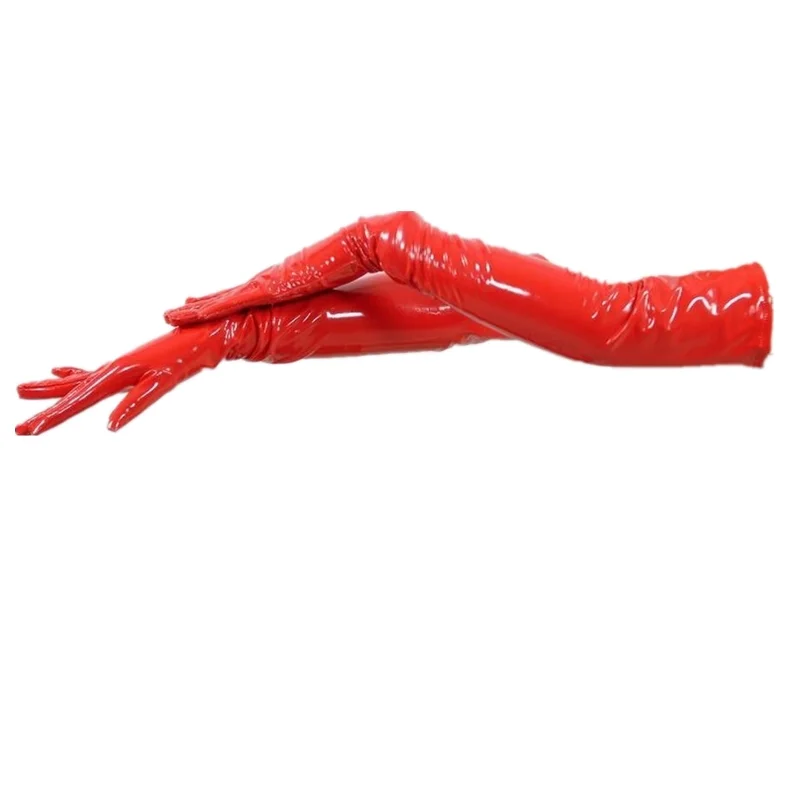 Sexy Stretch PU Leather Skinny Long Glove Punk Rock Hip Hop Jazz Disco Dance Gloves Shiny Metallic Mittens Cosplay Accessory