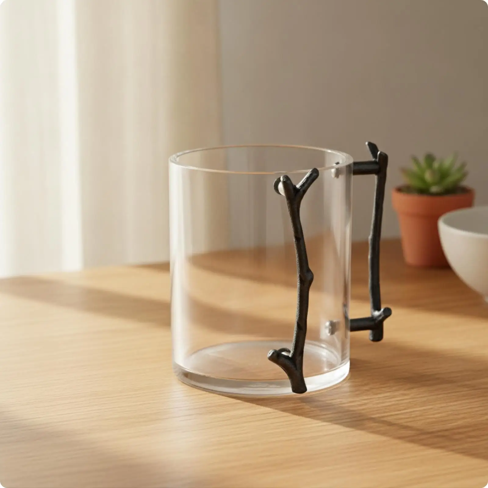 Elegant Transparent Religious Washing Vessel with Sculptural Side Holder for Traditional Hand Cleansing Ritual