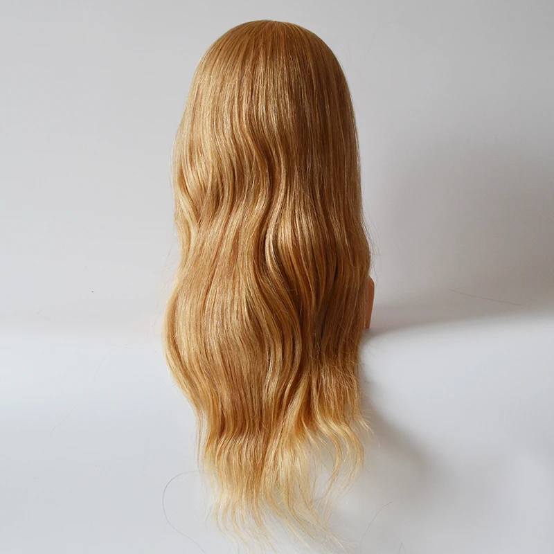 High Grade Mannequin Head  100%Real Natural Human Hair 24" Hairdressing Head Dummy Dolls Blonde Hair Training Head With Shoulder