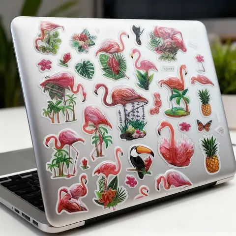 Adesivo creativo con fenicotteri e uccelli tropicali: adatto per l'esplorazione della giungla e prodotti a tema animali, ecc.