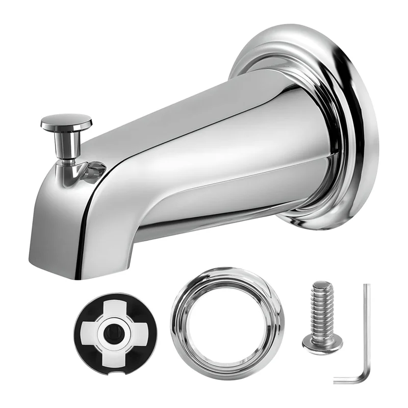 صنبور THIVN-Tub مع محول، صنبور حوض استحمام الحمام مع حلقة غطاء صنبور الحوض، يناسب أنبوب مياه نحاسي 1/2 بوصة (قطر 5/8 بوصة)
