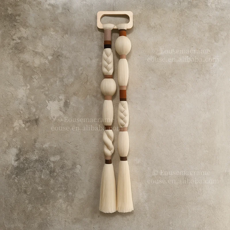 

Unique Handmade Macrame Wall Art Cotton Rope Braided Tassel Boho Woven Tapestry for Home Hotel Coffee Shop Decoration