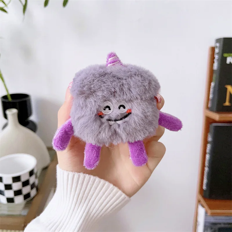 Funny Fluffy Fur Plush Cute Cartoon Monster Earphone Case for Airpods Pro 4 3 2 1 Headset Protective Cover For Air Pods Pro 2 view 6