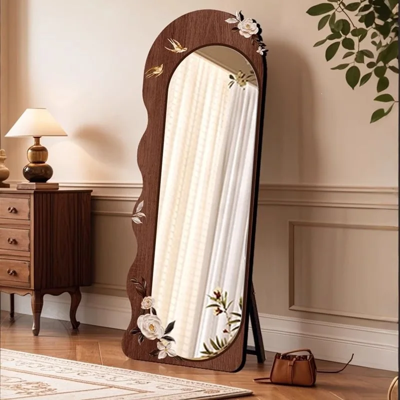 

Floor mirror Household medieval style dressing mirror Living room mirror