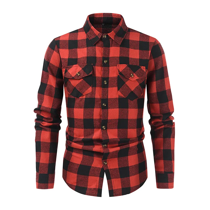 

Mens Button Down Regular Fit Shirts Men Long Sleeve Plaid Cotton Linen Casual Shirt Men Work Business Social Chemise Homme XXXL