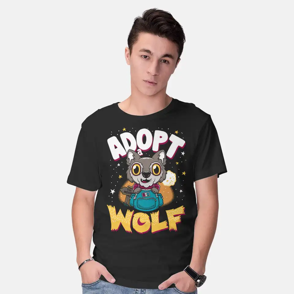 Adopt A Wolf Anime Graphic T-shirts for Men Clothing Women Short Sleeve Tees Vintage High Quality 100%Cotton