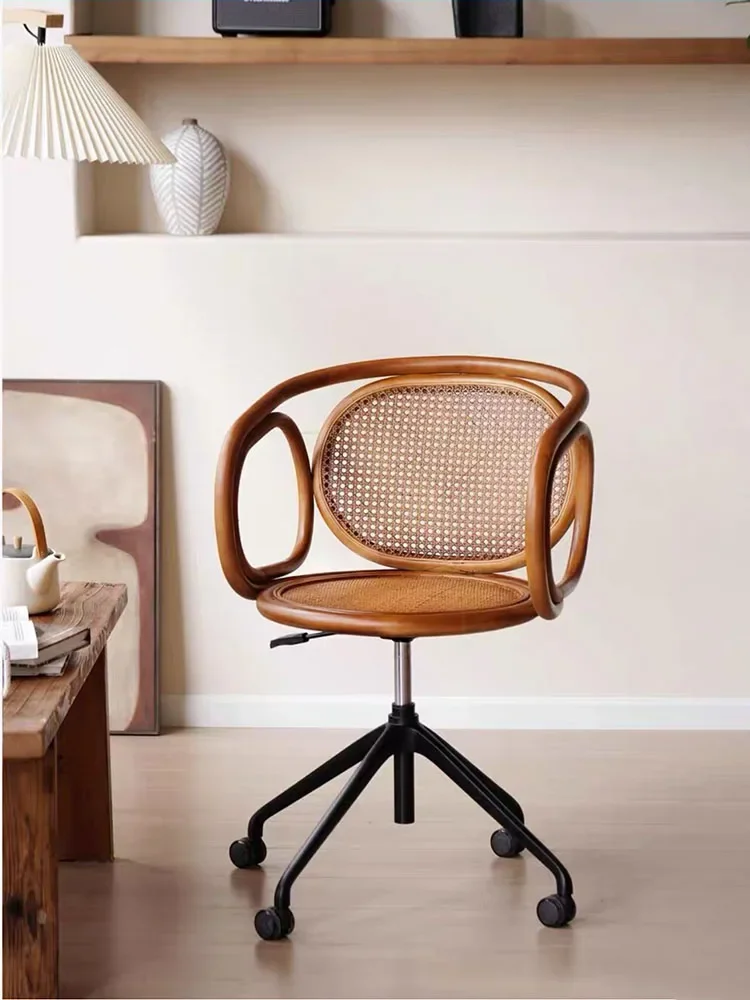 

Rattan Weaving Office Chair,Computer Backrest Armchair,Adjustable Armchairs,Student Swivel Desks,Bedroom Study Customized