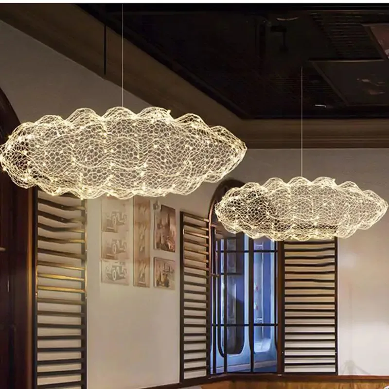 

Starry wire mesh cloud lamp hand-woven creative shopping mall store sales office white cloud decoration restaurant chandelier