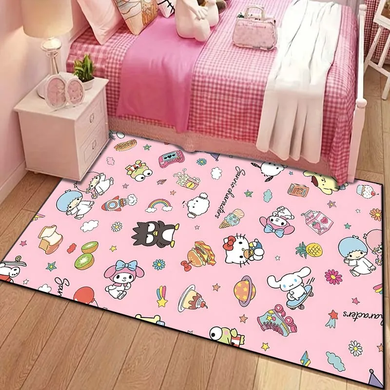 Sanrio Family Kuromi Cinnamoroll Pattern Living Room Bedroom Carpet Bedside Bathroom Floor Mat Kid\'s Room Play Mats Area Rug