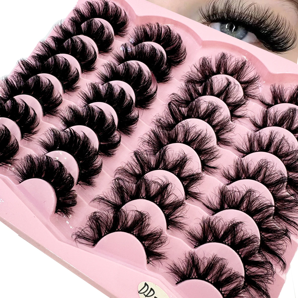 HBZGTLAD 14ペアミックスまつげミンクふわふわドラマチックつけまつげナチュラルロングフェイクミンクまつげウィスピーフェイクまつげ