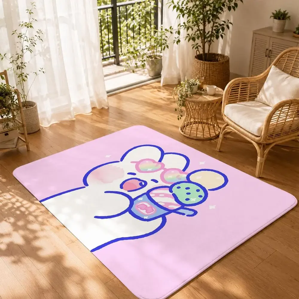 Cute Character M-MongMong Rabbit Floor Mat Non-Slip Absorbent Floor Mat Decorative Rug for Home Bathroom Bedroom Entryway