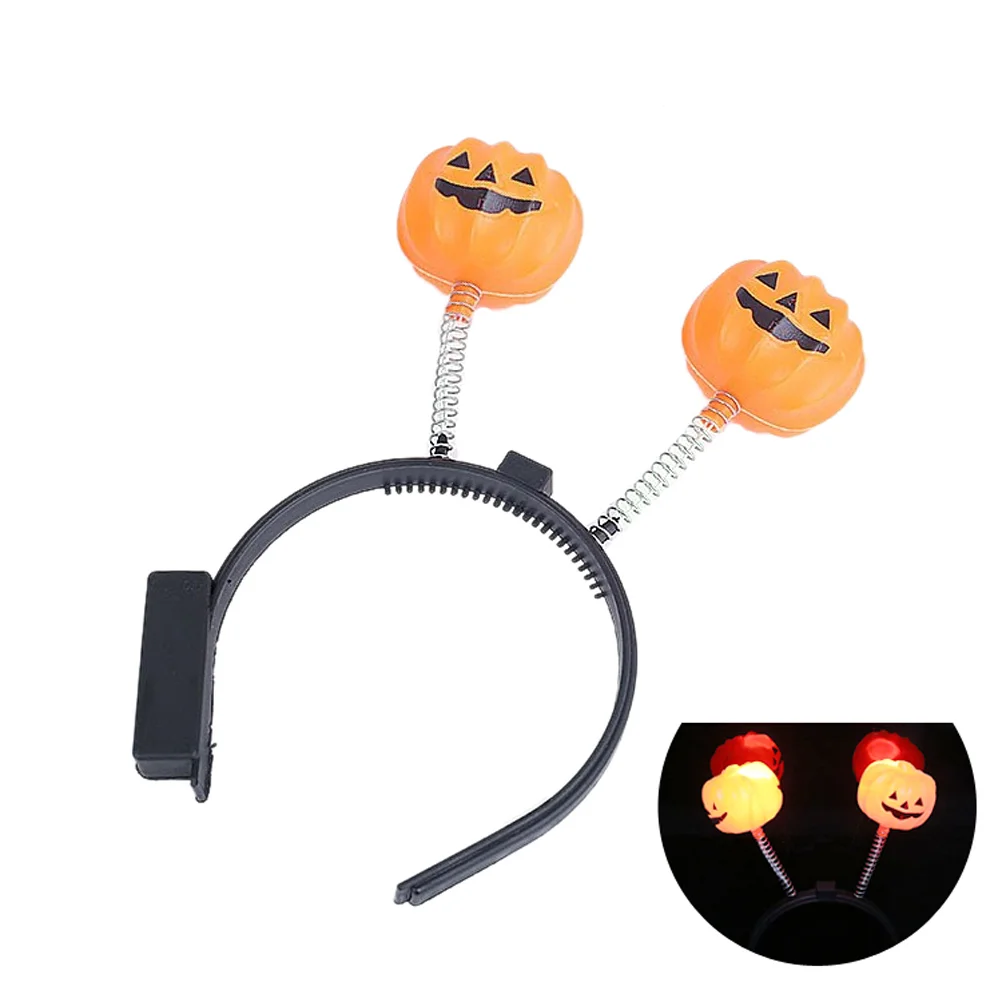 LED Pumpkin Headband Halloween Costume Luminous Pumpkin Hair Band Headdress Light-Up Hair Headpiece for Kids