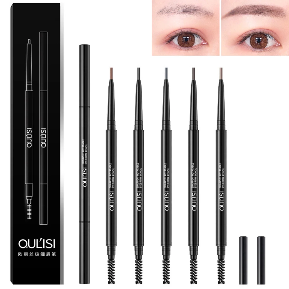 Lápiz Delineador de ojos impermeable con pincel, marcador de cejas negro y marrón, potenciadores de cejas, pluma de tatuaje, lindo