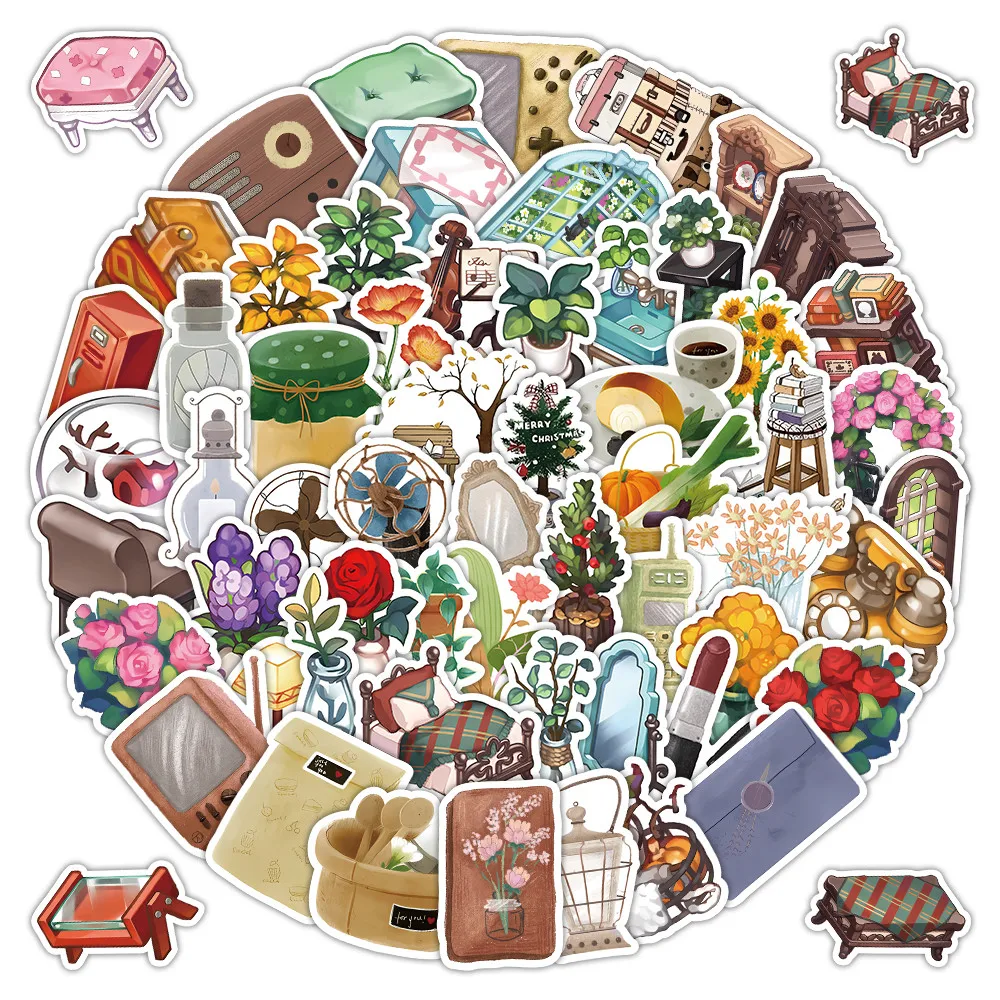 60 Pcs Original Sweet Girly Style Stickers - Cute Element Decals for DIY Journals & Phone Cases Giajar Sticker Store
